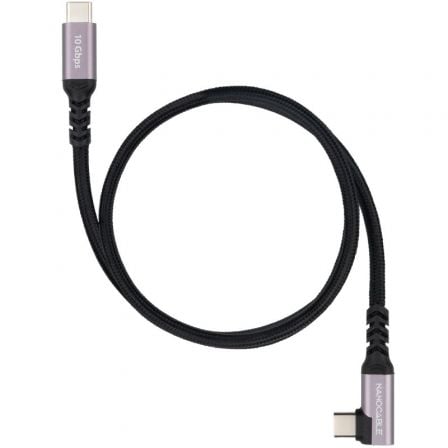 Cable USB 3.2 Tipo-C Acodado Nanocable 10.01.4700/ USB Tipo-C Macho - USB Tipo-C Macho/ Hasta 100W/ 10Gbps/ 50cm/ Negro - Imagen 6