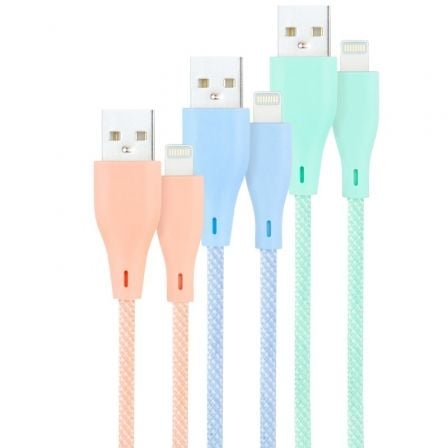 Cables USB 2.0 Lightning Nanocable 10.10.0401-CO1/ USB Macho - Lightning Macho/ 1m/ 3 Unidades/ Rosa, Azul y Verde - Imagen 8