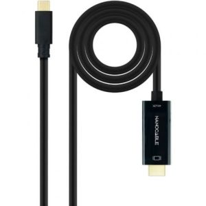 Cable Conversor Nanocable 10.15.5135/ USB Tipo-C Macho – HDMI Macho/ 5m/ Negro