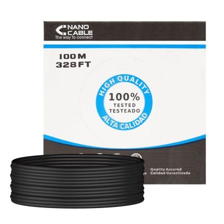 Bobina de Cable RJ45 para Exteriores UTP Nanocable 10.20.0302-EXT-BK Cat.5e/ 100m/ Impermeable/ Negro - Imagen 6