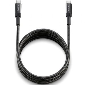 Cable USB 2.0 Tipo-C NGS KNOT/ USB Tipo-C Macho – USB Tipo-C Macho/ Hasta 65W/ 480Mbps/ 2m/ Negro