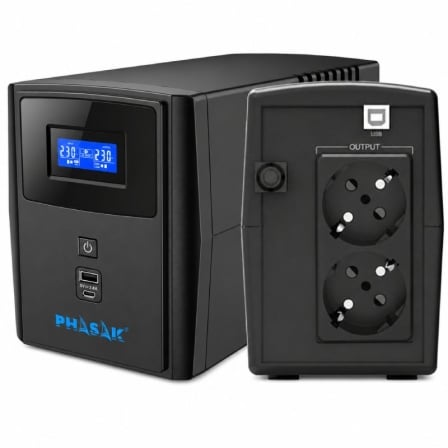 SAI Línea Interactiva Phasak SIRIUS 1000 VA Interactive/ 1000VA-600W/ 2 Salidas/ Formato Torre - Imagen 6