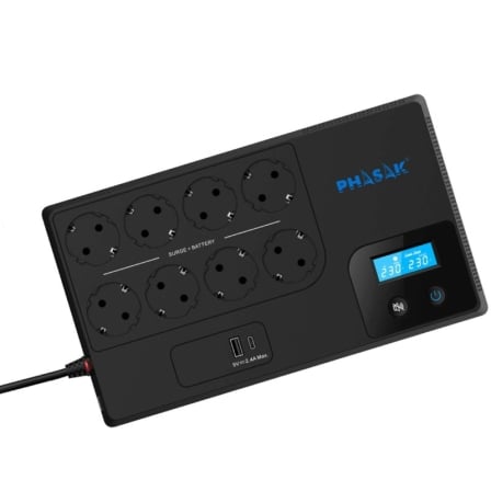 SAI Línea Interactiva Phasak Smart Home 1050VA/ 1050VA-600W/ 8 Salidas/ Formato Bloque - Imagen 9