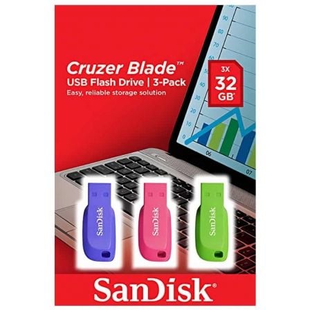Pendrives 32GB SanDisk Cruzer Blade/ USB 2.0/ Pack 3 - Imagen 3