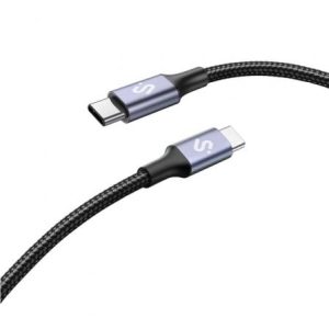 Cable USB 2.0 Tipo-C Subblim Plus/ USB Tipo-C Macho – USB Tipo-C Macho/ Hasta 100W/ 480Mbps/ 2m/ Negro