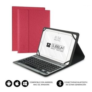 Funda con Teclado Subblim Keytab Pro Bluetooth para Tablets de 9.6″-10.8″/ Roja