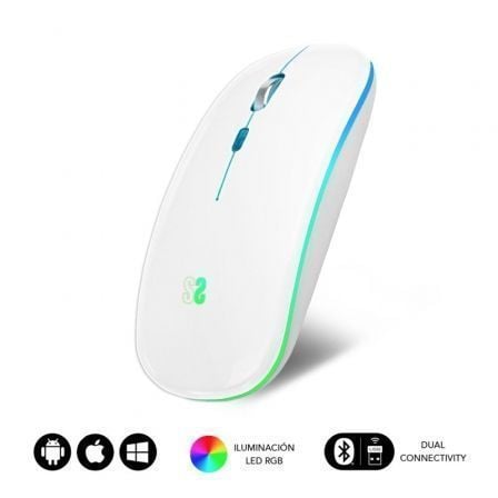 Ratón Inalámbrico Subblim LED Dual Flat/ Batería recargable/ Hasta 1600 DPI/ Blanco - Imagen 2