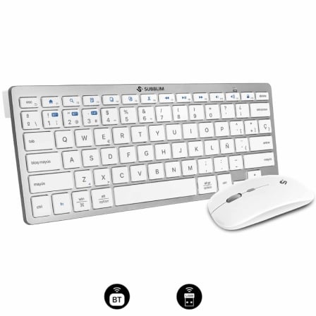 Teclado y Ratón Inalámbrico Subblim OCO015 Combo Multidispositivo Compacto PT/ Plata/ Portugués - Imagen 3