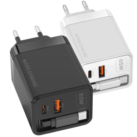 Cargador de Pared GaN Mars Gaming MD-GAN65R/ 1xUSB Tipo-C/ 1xUSB/ 65W/ Negro - Imagen 3