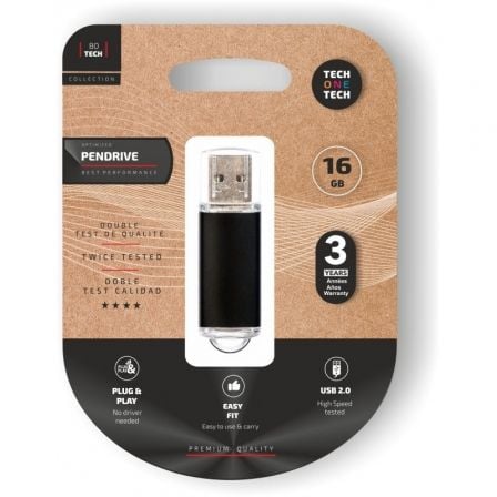 Pendrive 16GB Tech One Tech Basic USB 2.0/ Negro - Imagen 3