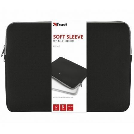 Funda Trust Primo Soft Sleeve para Portátiles hasta 13.3"/ Negra - Imagen 9