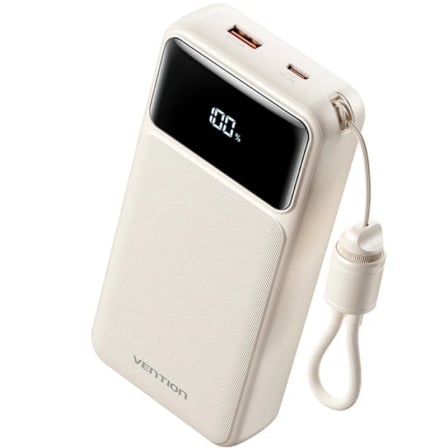 Powerbank 20000mAh Vention XGYW0-40-TY/ 22.5W/ Blanca/ Incluye Cable USB Tipo-C - Imagen 4