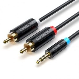 Cable Estéreo Vention BCLBF/ Jack 3.5 Macho – 2x RCA Macho/ 1m/ Negro