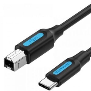 Cable USB 2.0 Impresora Vention CQUBF/ USB Tipo-B Macho – USB Tipo-C Macho/ 480Mbps/ 1m/ Negro