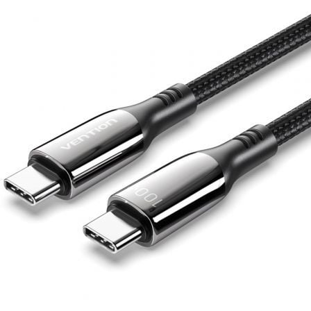 Cable USB 2.0 Tipo-C 5A 100W Vention CTKBAV/ USB Tipo-C Macho - USB Tipo-C Macho/ Hasta 100W/ 480Mbps/ 1.2m/ Negro - Imagen 2
