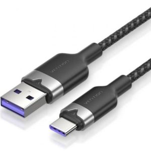 Cable USB 2.0 Tipo-C Vention CTOBF/ USB Tipo-C Macho – USB Macho/ Hasta 100W/ 480Mbps/ 1m/ Negro