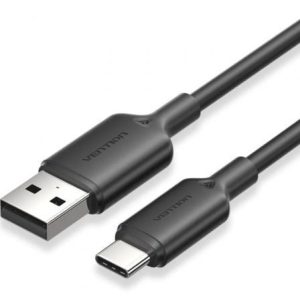 Cable USB 2.0 Tipo-C Vention CTQBF/ USB Tipo-C Macho – USB Macho/ Hasta 60W/ 480Mbps/ 1m/ Negro