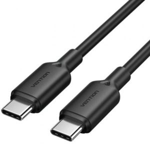 Cable USB 2.0 Tipo-C 3A Vention TRCBH/ USB Tipo-C Macho – USB Tipo-C Macho/ Hasta 60W/ 480Mbps/ 2m/ Negro