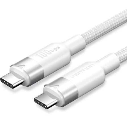 Cable USB 3.2 Tipo-C 5A Vention TRGWF/ USB Tipo-C Macho - USB Tipo-C Macho/ Hasta 100W/ 10Gbps/ 1m/ Blanco - Imagen 8