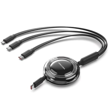 Cable USB Tipo-C 2.0 5A Vention TRKBBE/ USB Tipo-C Macho - 3x USB Tipo-C Macho/ Hasta 100W/ 480Mbps/ 1.1m/ Negro - Imagen 9