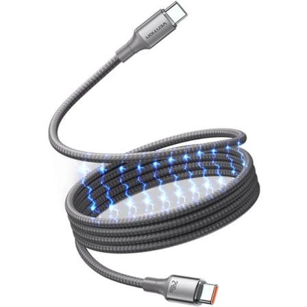 Cable Magnético USB 2.0 Tipo-C 5A Vention TSAJF/ USB Tipo-C Macho - USB Tipo-C Macho/ Hasta 240W/ 480Mbps/ 1m/ Titanio - Imagen 8