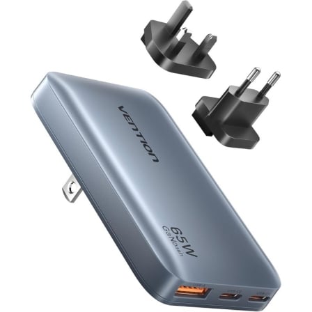 Cargador de Pared Universal GaN para Viaje Vention FCBH0/ 2xUSB Tipo-C/ 1x USB/ 65W - Imagen 7