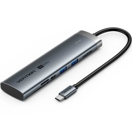 Docking USB Tipo-C Vention TPSHB/ 1xHDMI 4K/ 2xUSB/ 1xUSB Tipo-C/ 1xUSB Tipo-C PD/ 1xLector Tarjetas/ Gris - Imagen 3