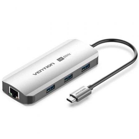 Docking USB Tipo-C Vention TQHHB/ 1xHDMI 4K/ 3xUSB/ 1xUSB Tipo-C PD/ 1xRJ45/ Gris - Imagen 9